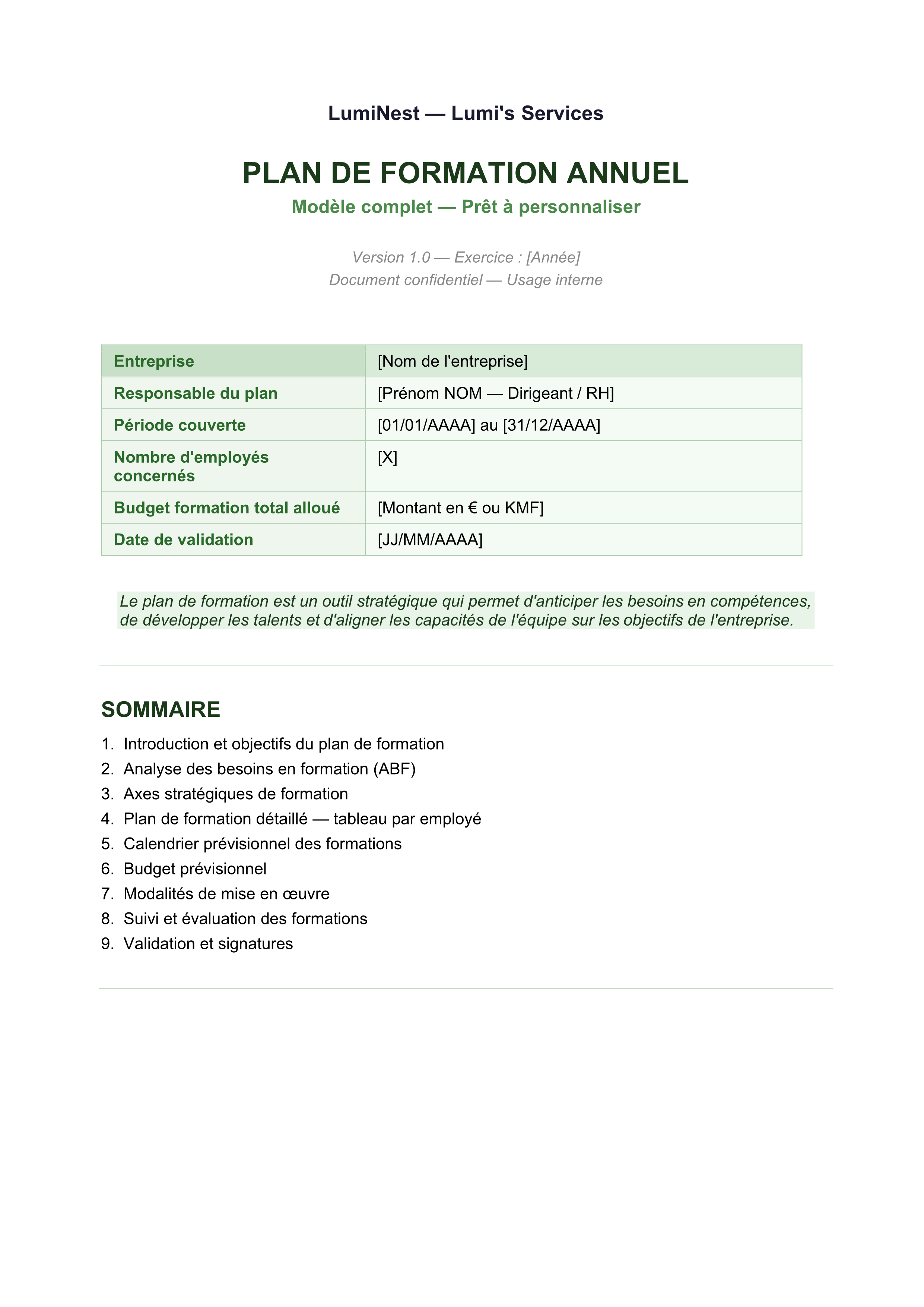 Plan de Formation